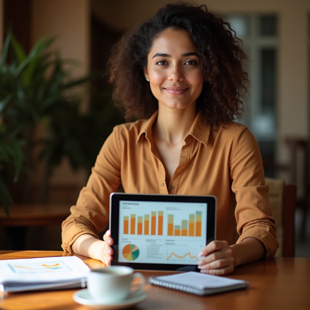 Young professional reviewing a personalised financial plan on a tablet